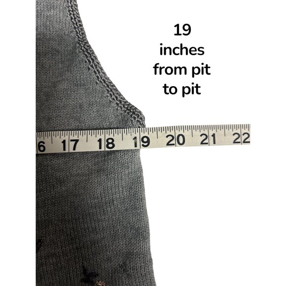 Vintage Gray Floral Embroidered Button-Up Knit Vest Top Womens Medium - Picture 3 of 4